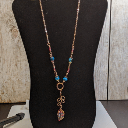 Blue Tigers' Eye Leaf Necklace